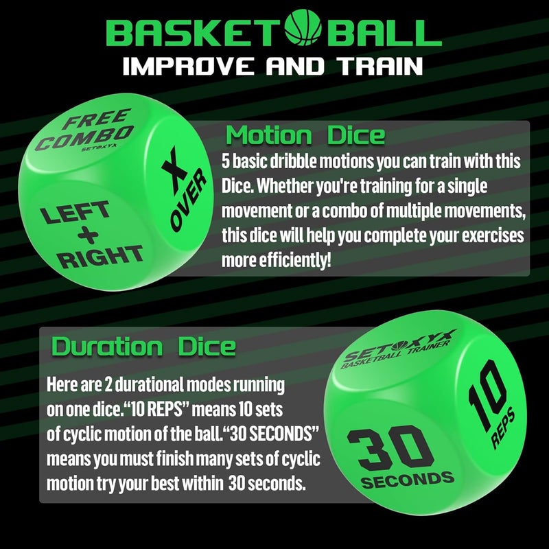 SETOXYX Basketball Dribble Skills Dice Set - Training Equipment - Basketball Gift for Boys.Dribble Skills Training for Beginner and Party Favors - Image 2
